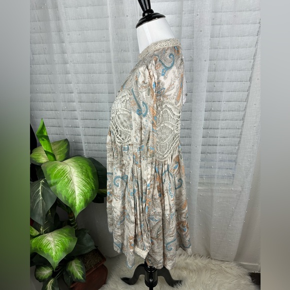 NWT Free People Tea Combo Sweet Thing High Neck Boho Swing Top Tunic Size XS - Picture 4 of 8